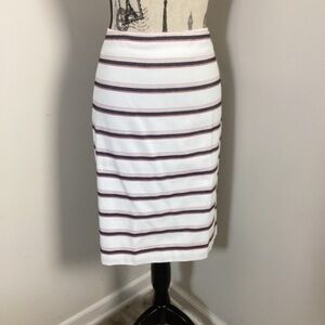Liz Claiborne Women’s White Black Red Stripes Mini Pencil Cut Skirt